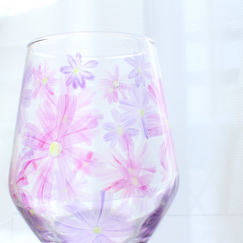 A perfectly round glass of transparent autumn cherry blossoms - Cups - Glass Pink