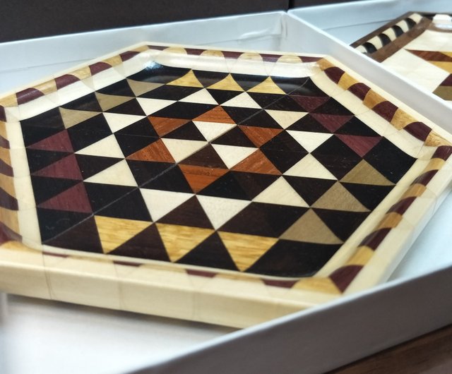 Hakone Yosegi Marquetry] 4 types of Japanese handicraft mini hexagonal  plates - Shop edogoenmonogatari Other - Pinkoi