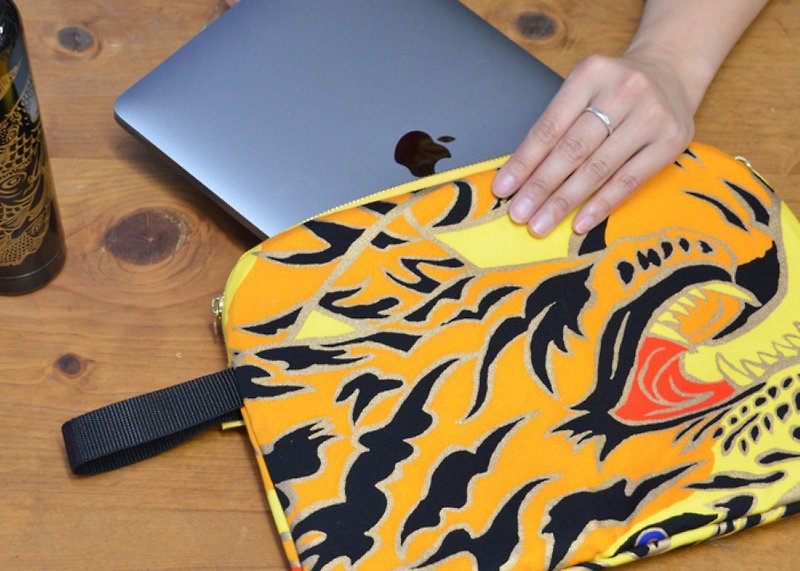 13" Sleeve Case - Tiger - Laptop Bags - Cotton & Hemp Yellow
