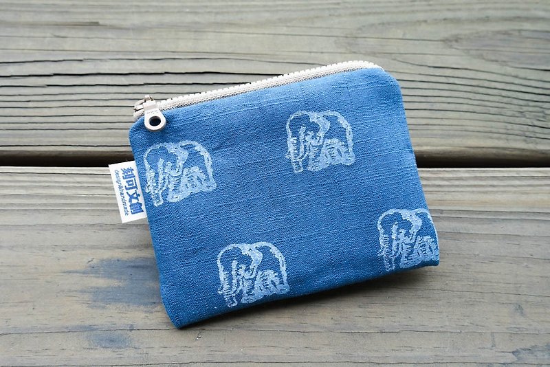 / / Free to install the purse / animal channel / / grassland elephant / / [grey / blue] - Coin Purses - Cotton & Hemp Multicolor