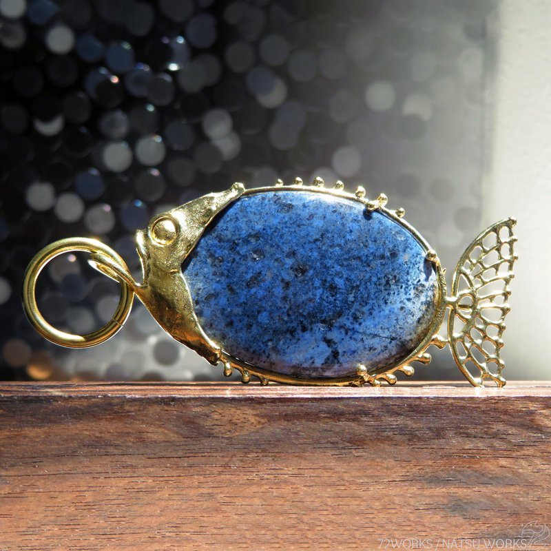 デュモルチェライト フィッシュ チャーム / Dumortierite Fish charms - 吊飾/掛飾 - 寶石 藍色