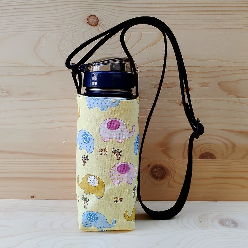 Cute baby elephant oblique back adjustable water bottle bag - Beverage Holders & Bags - Cotton & Hemp Yellow