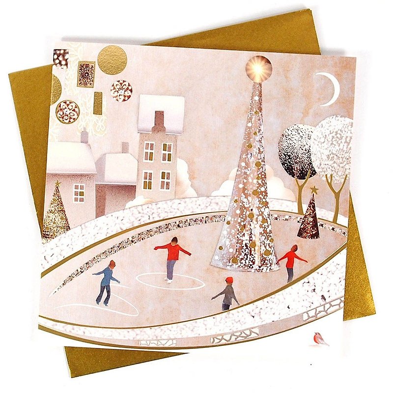 光の下でのアイススケート[ペーパーローズ-カードクリスマスシリーズ] - カード・はがき - 紙 多色