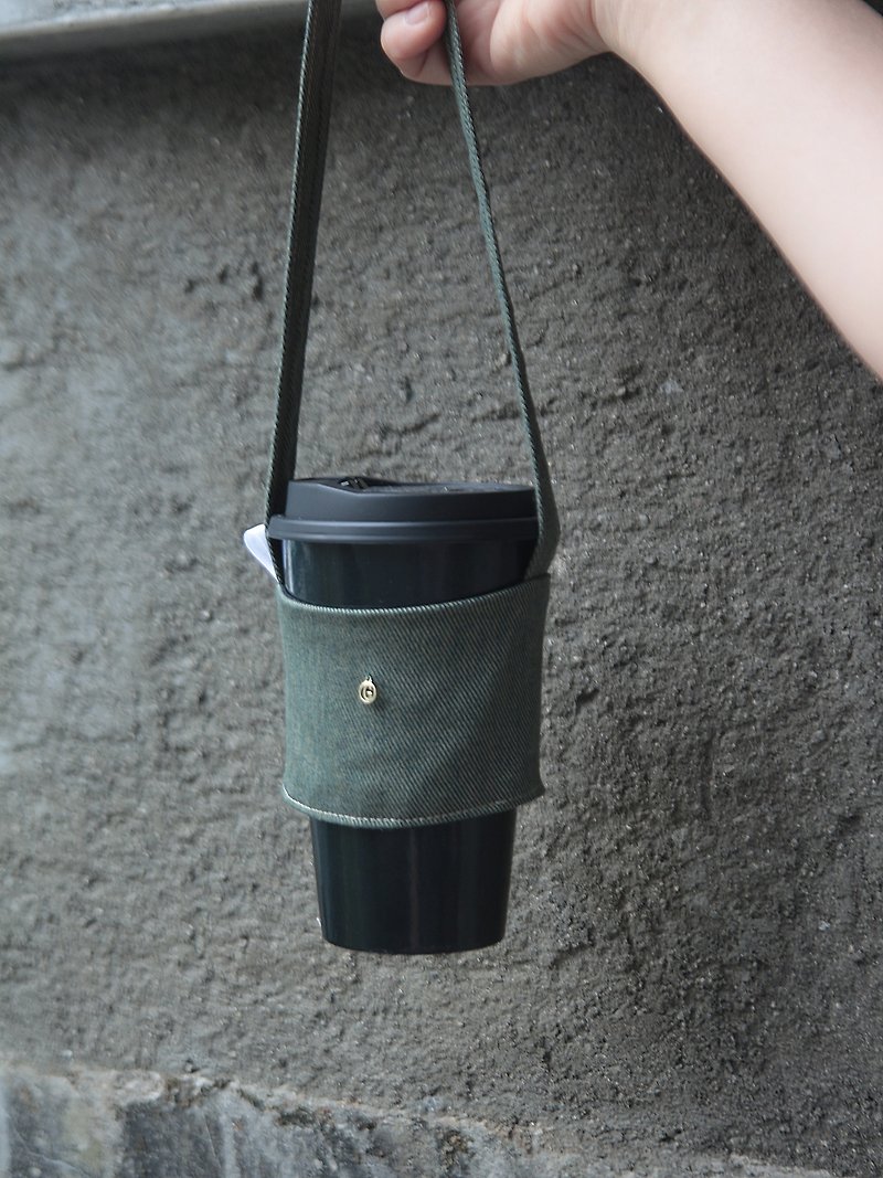 グリーンマイカ環境保護バッグカップセット手作り飲料バッグカスタム専用英語タグ - ドリンクホルダー - コットン・麻 グリーン