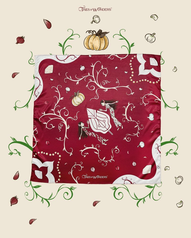 Bawang Merah Bawang Putih Mini Scraf - 絲巾 - 絲．絹 紅色