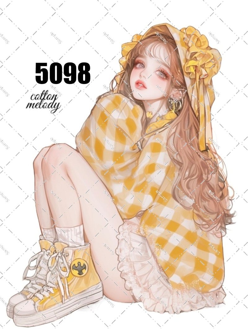 original sticker no.5098 人物ステッカー オリジナルステッカー オリジナル人物ステッカー 装飾ステッカー cotton melody - 貼紙 - 紙 