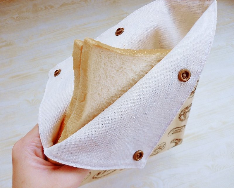 Japanese cotton bread press buckle food bag - อื่นๆ - ผ้าฝ้าย/ผ้าลินิน สีกากี