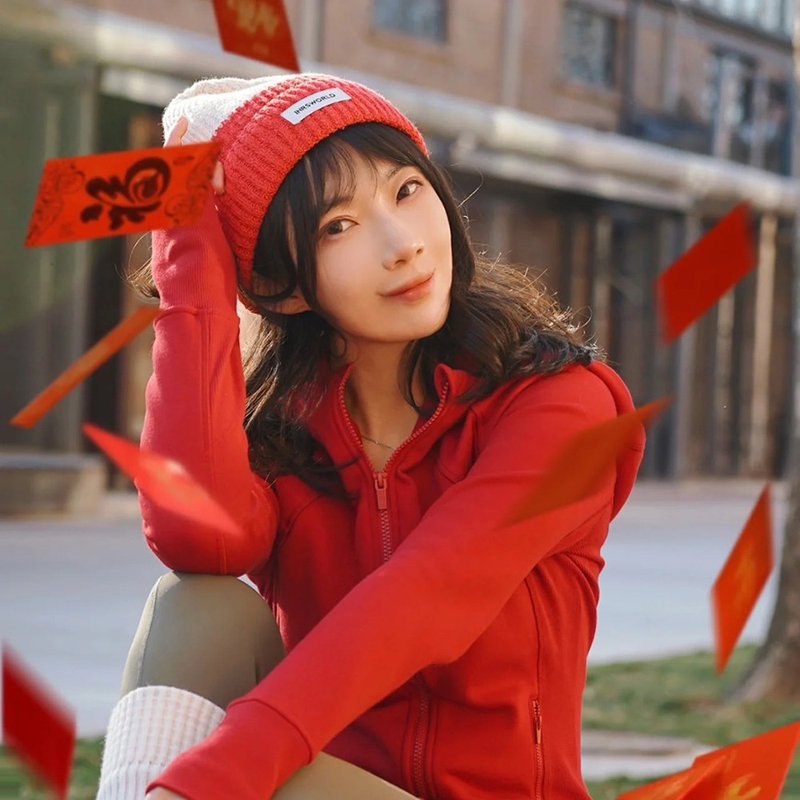 毛線帽 【ISW】悉心界針織撞色毛線帽-珊瑚紅 男女 - 帽子 - 棉．麻 藍色