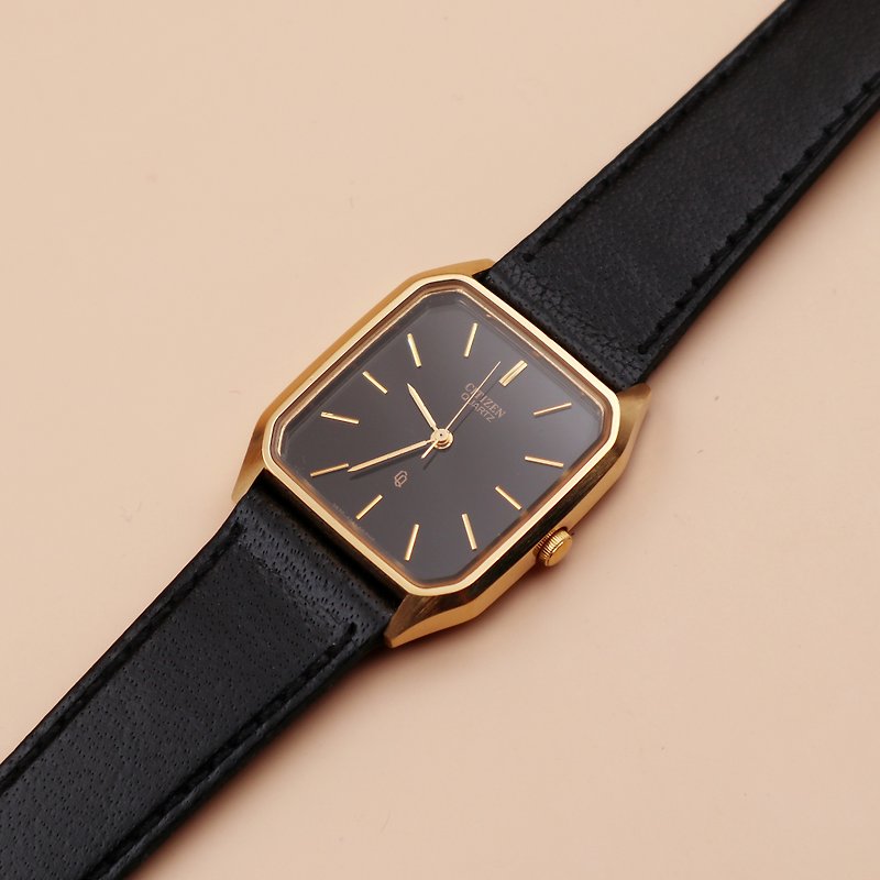 CITIZEN Octagon Quartz Antique Table - Women's Watches - Genuine Leather 