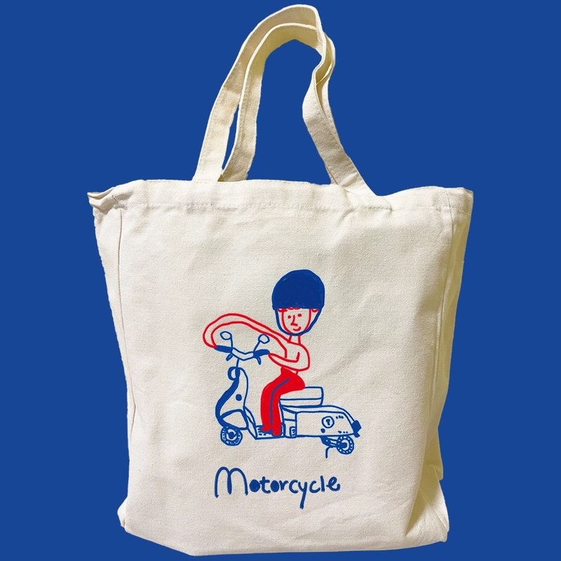 French motorcycle original design illustration cultural and creative bag - กระเป๋าแมสเซนเจอร์ - วัสดุอื่นๆ 