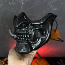 黒鬼ハーフマスク 着用可能なサムライメンポマスク：日本の