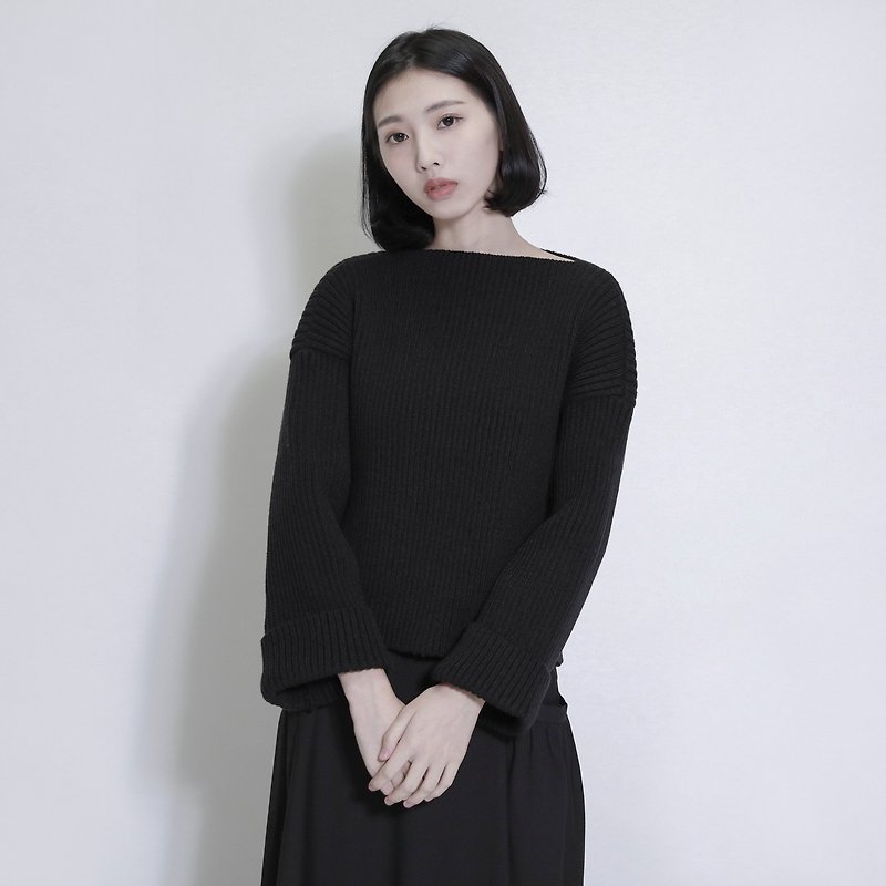 Pheromone Pheromone Sleeve Top_7AF007_ Carbon Black - Women's Sweaters - Cotton & Hemp Black