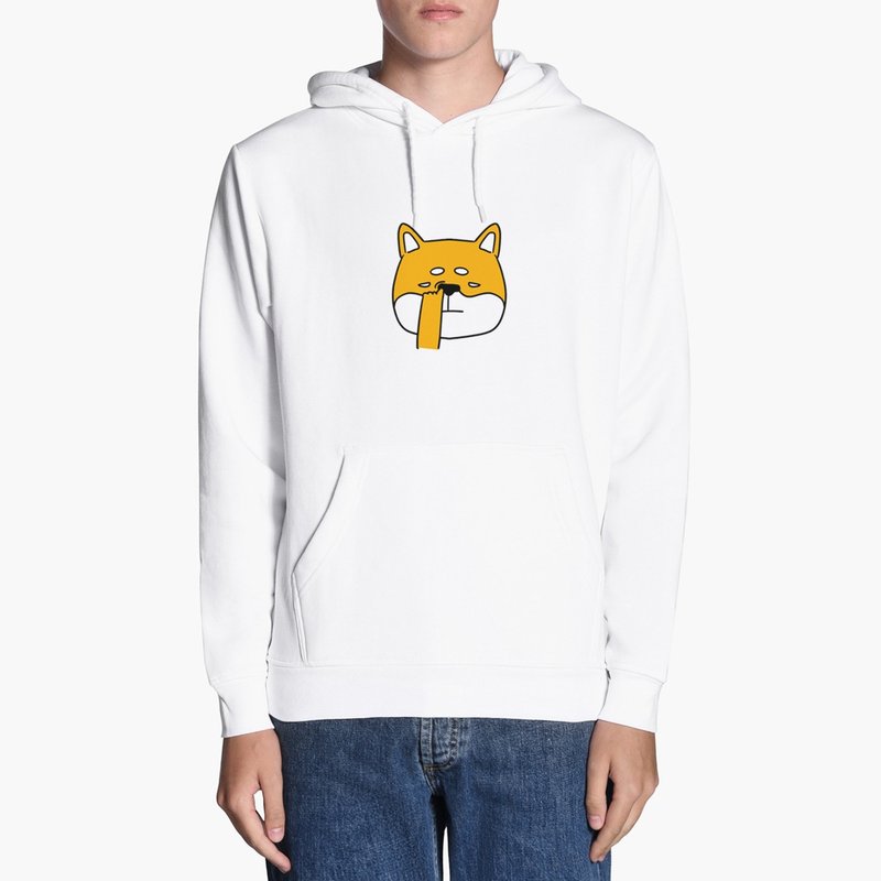 Nose Picking Shiba Inu white hoody sweatshirt - Unisex Hoodies & T-Shirts - Cotton & Hemp White