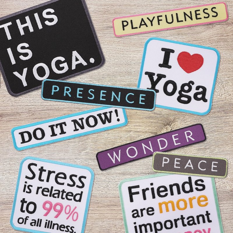 【刺繡布貼】瑜珈標語 (二十八款) - 貼紙 - 繡線 