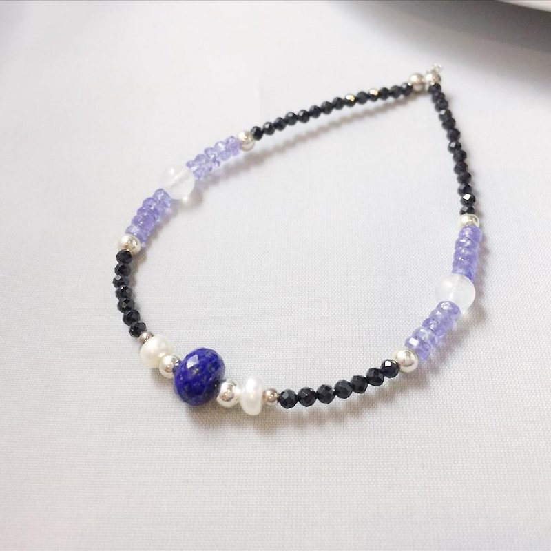 MH Sterling silver natural stone custom series _ Neptune Quest _ Lapis - Bracelets - Semi-Precious Stones Purple