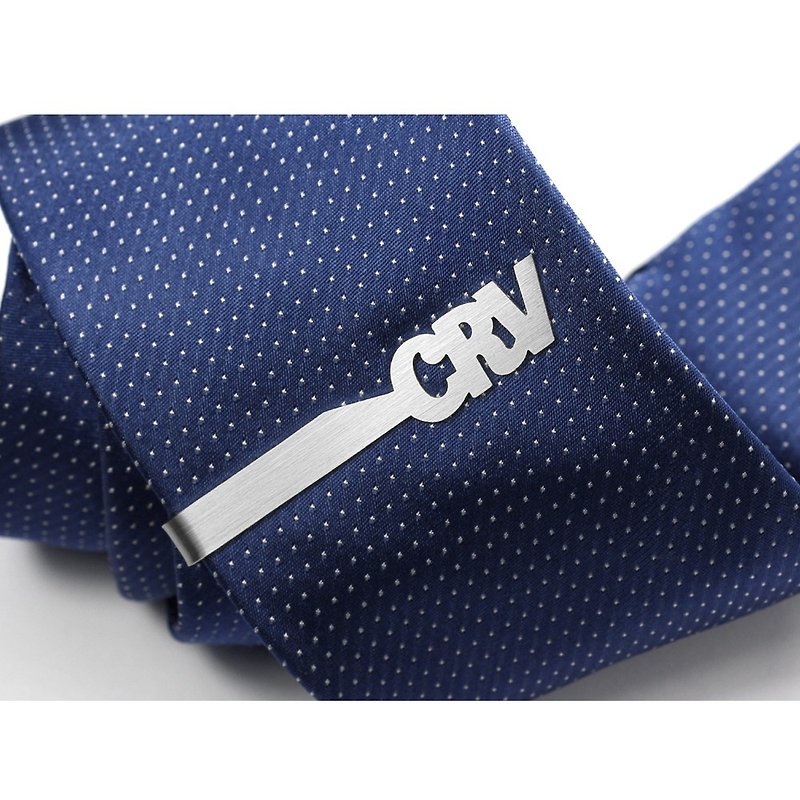 Wedding Tie Clip Personalized, Groom Tie clip Initials, 925 silver tie clip - เนคไท/ที่หนีบเนคไท - เงินแท้ สีเงิน