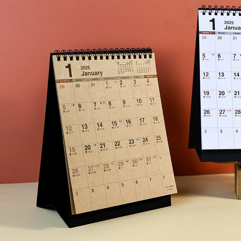 Chuyu 2025 A5/25K Triangular Monthly Calendar/Desk Calendar/Agency Calendar/Plain Desk Calendar (Straight Style) - ปฏิทิน - กระดาษ หลากหลายสี