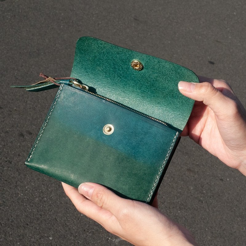 [QueeniQue] Matte blue sandwich clip/vegetable tanned leather/leather clip - Other - Genuine Leather Green