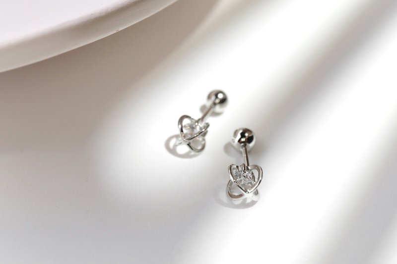 Solitaire planet. bead earrings - Earrings & Clip-ons - Stainless Steel Silver