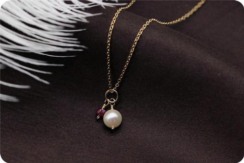Top Quality Hanadama AKOYA Pearl and Ruby Necklace June / July Birthstone - Necklaces - Gemstone 