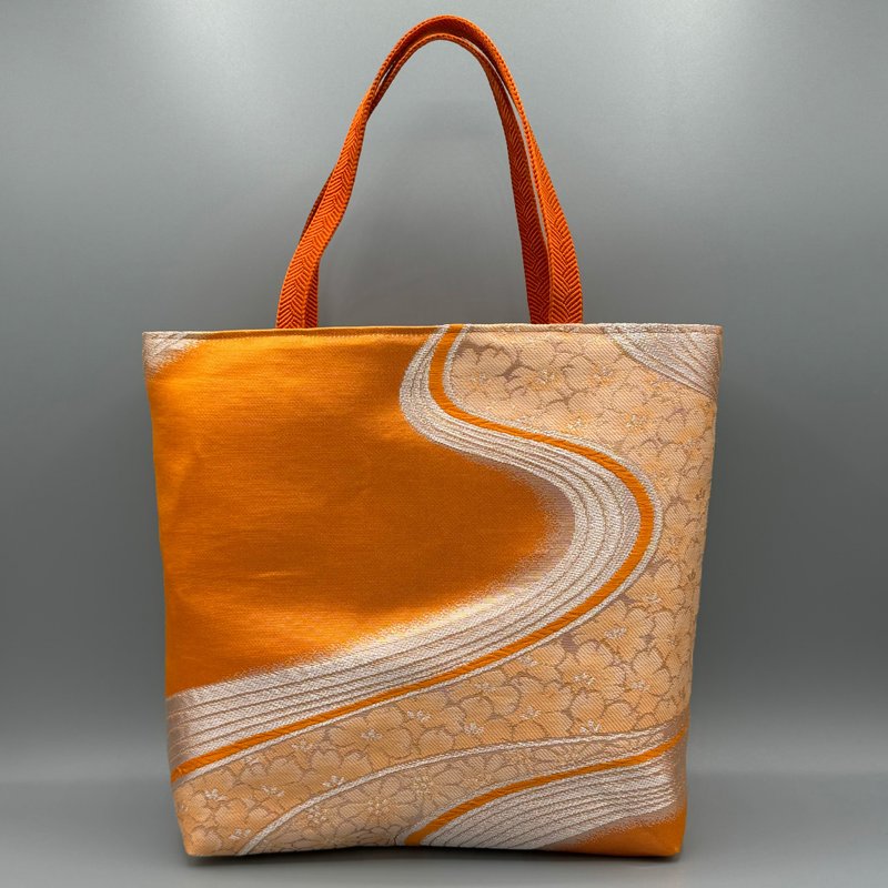 Kimono Obijime Remake Tote bag - Handbags & Totes - Silk Orange