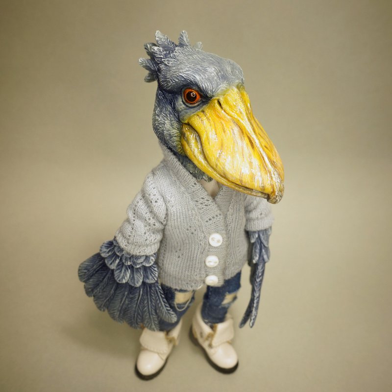 【鯨頭鸛】 動物 玩具 可動關節人偶 - 公仔/玩偶 - 樹脂 透明
