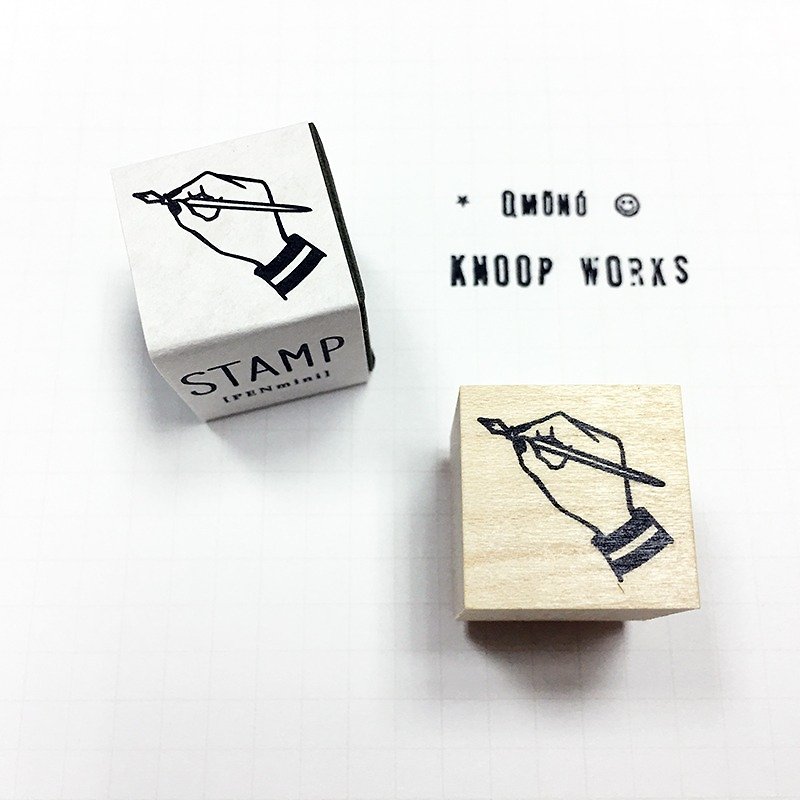 日本 KNOOP WORKS 印章 (握筆 - D) - 印章/印台 - 木頭 卡其色