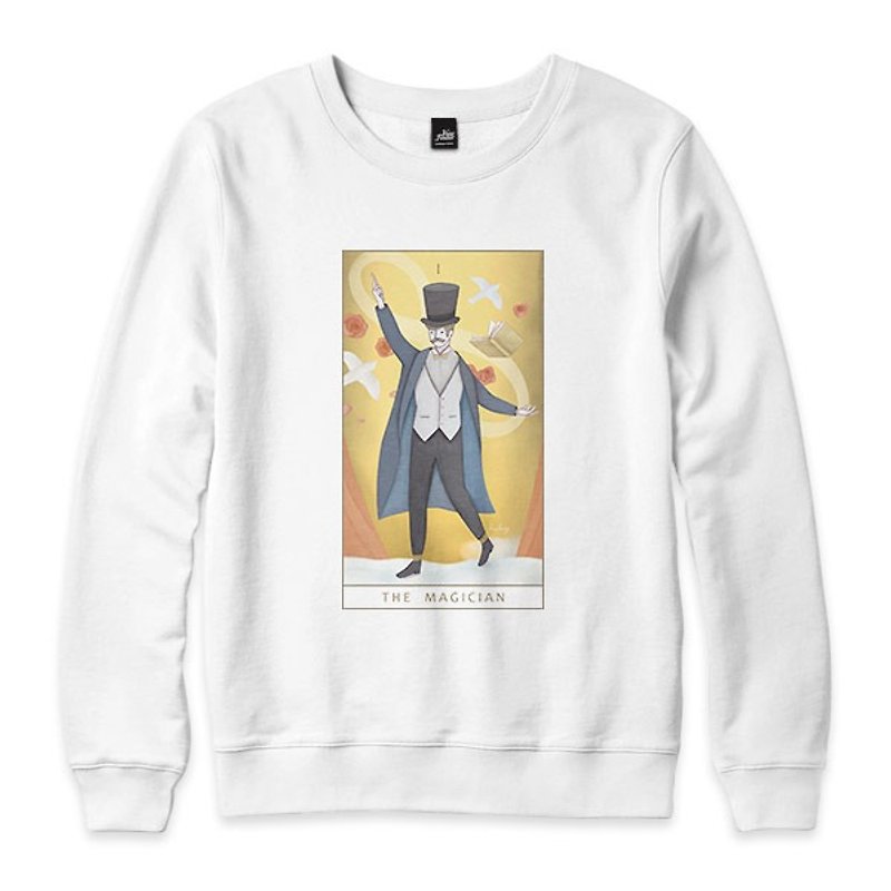 I | The Magician マジシャン - しろい - ロンT - Tシャツ メンズ - コットン・麻 ホワイト