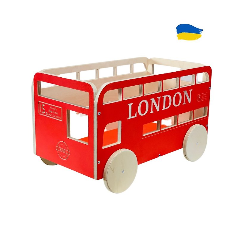 London Bus storage box - Storage - Wood Red