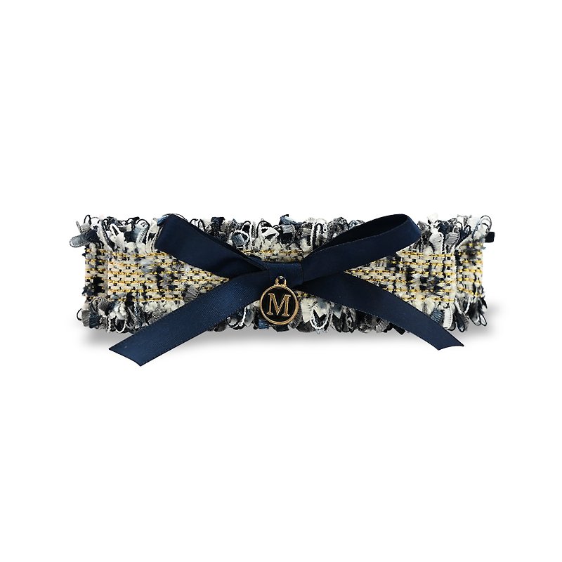 English letters of your choice-dressed gold double-layered bow hairpin blue - Hair Accessories - Other Materials Blue