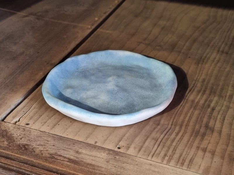 [罽罽 Pottery] Dark Blue Mist Decoration Plate - Plate, Basin, Ornament Plate, Incense sticks Holder - Items for Display - Pottery Blue