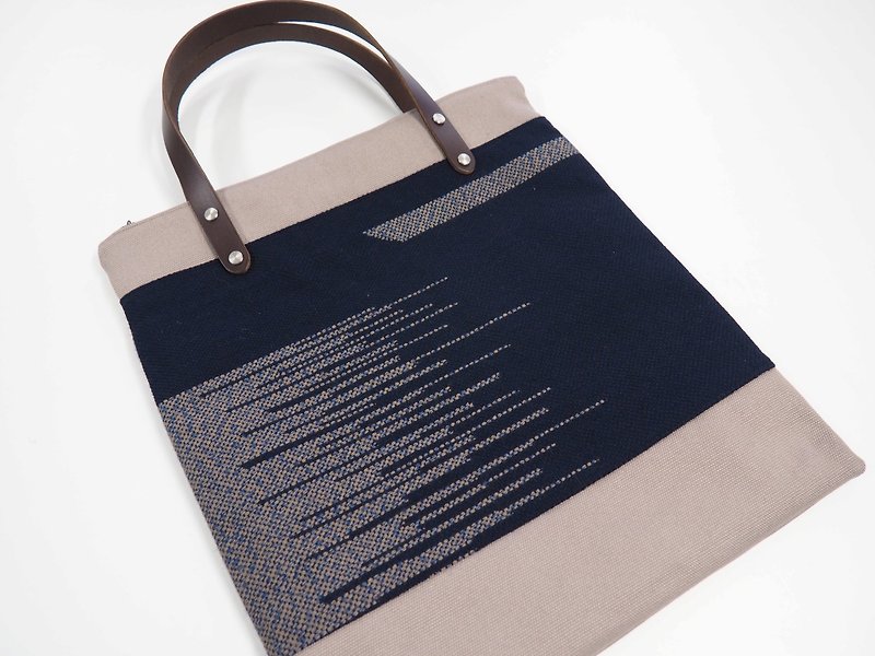 Hand-woven document bag/shoulder bag/big tote bag - กระเป๋าแมสเซนเจอร์ - ผ้าฝ้าย/ผ้าลินิน สีกากี