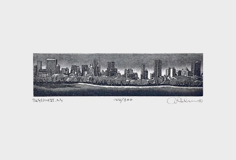 限量版 - 紐約城市版畫 - SKYLINE VI,NY - 144/300 - 海報/掛畫/掛布 - 紙 白色