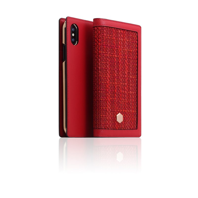 SLGデザインiPhoneXs / X D5CSLキャンバスハイブリッドサイドフリップレザーレザーケース - スマホケース - 革 多色
