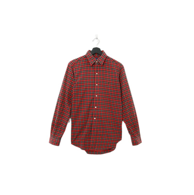 Back to Green-品牌襯衫 Polo紅綠 英倫格紋LP-28//vintage shirt - 男襯衫/休閒襯衫 - 棉．麻 