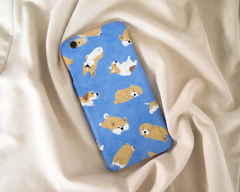 Sleepy Dogs iPhone case 手機殼 เคสไอโฟนหมาน้อย - 手機殼/手機套 - 塑膠 藍色