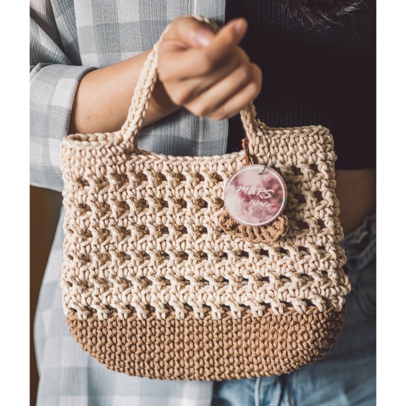 Hollow checkered small bag - Handbags & Totes - Cotton & Hemp Multicolor