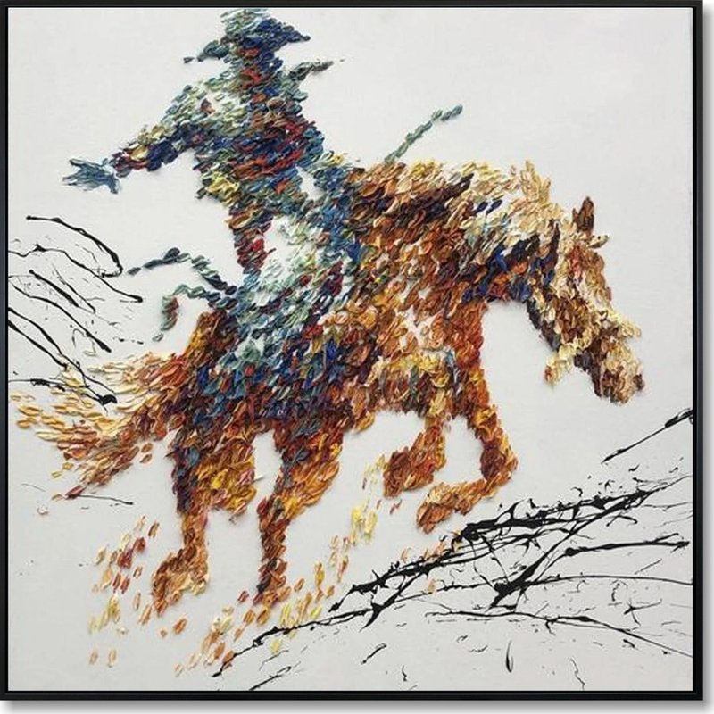 Cowboy Oil Painting Large Cowboy Abstract Painting Abstract Modern Art - 壁貼/牆壁裝飾 - 壓克力 多色