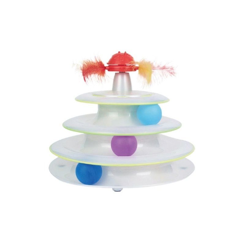 [Colorful Rotating Orbital Ball-White] Pet companion and anti-depressant toy suitable for cats - ของเล่นสัตว์ - พลาสติก 