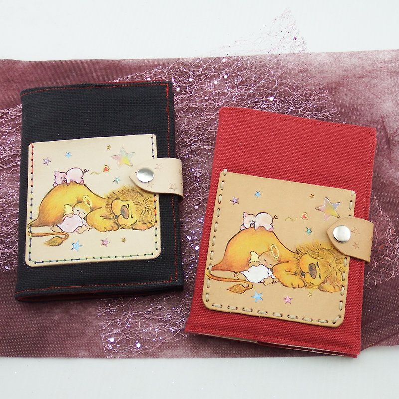 Peppa Pig Angel Lion Leather Notebook Handbook Bookmark (plus leather bookmark) - Notebooks & Journals - Genuine Leather Red