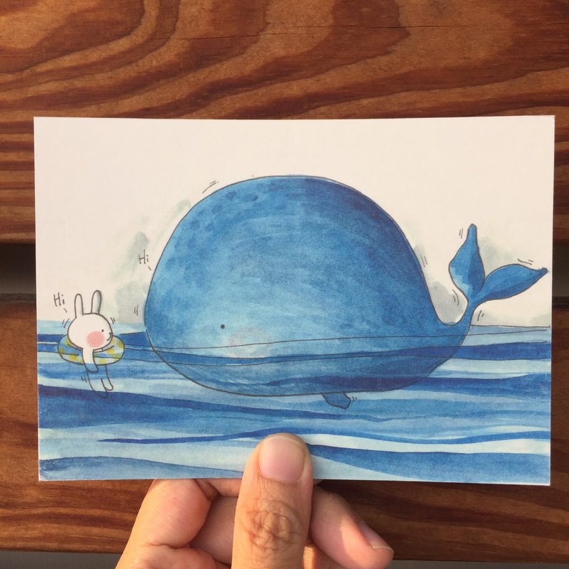 Design postcard | Hello whale - Cards & Postcards - Paper Blue