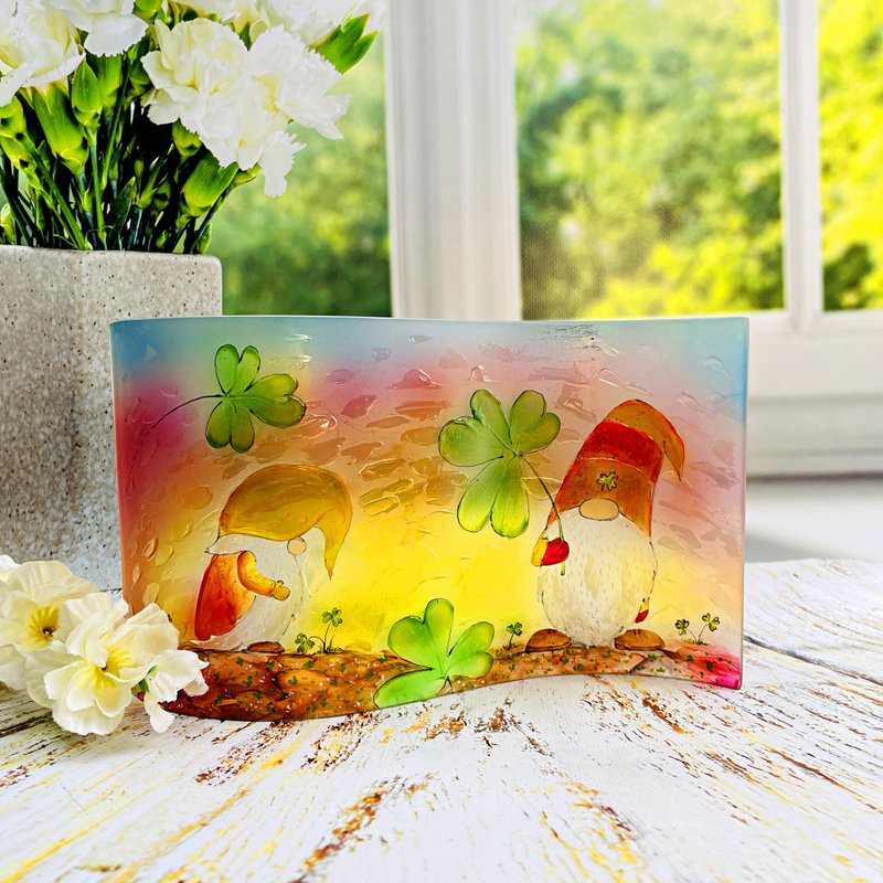 Glass wave art gnome painting. Glass panel. Glass screen. - อื่นๆ - แก้ว หลากหลายสี