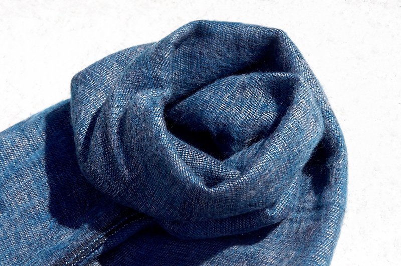 Pure wool shawl / boho knitted scarf / hand woven scarf / knitted shawl / pure wool scarf - blue ocean - Scarves - Wool Blue