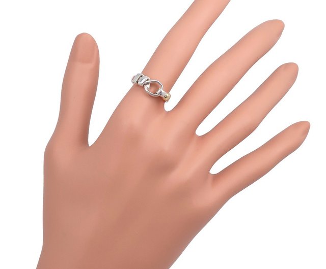 美品 ティファニー フック & アイ リング 12.5号 シルバー925 k18 TIFFANY&Co.】ティファニー フック＆アイ シルバー925×K18