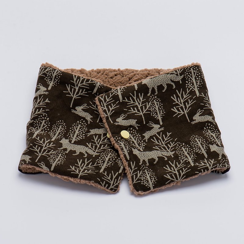 [Fox rabbit rabbit pottery] - short scarf # neck # cold # # # wild wild forest - ผ้าพันคอ - ผ้าฝ้าย/ผ้าลินิน สีนำ้ตาล