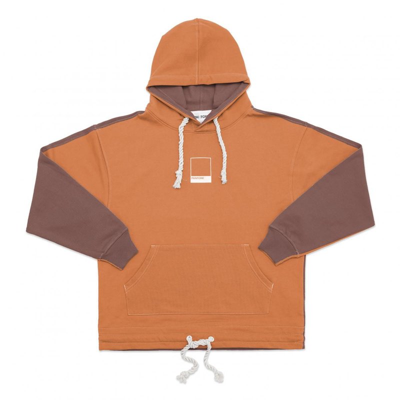 FunMix Collection Relaxed Fit Hoodie - French Terry (Orange/Brown) - เสื้อฮู้ด - ผ้าฝ้าย/ผ้าลินิน หลากหลายสี