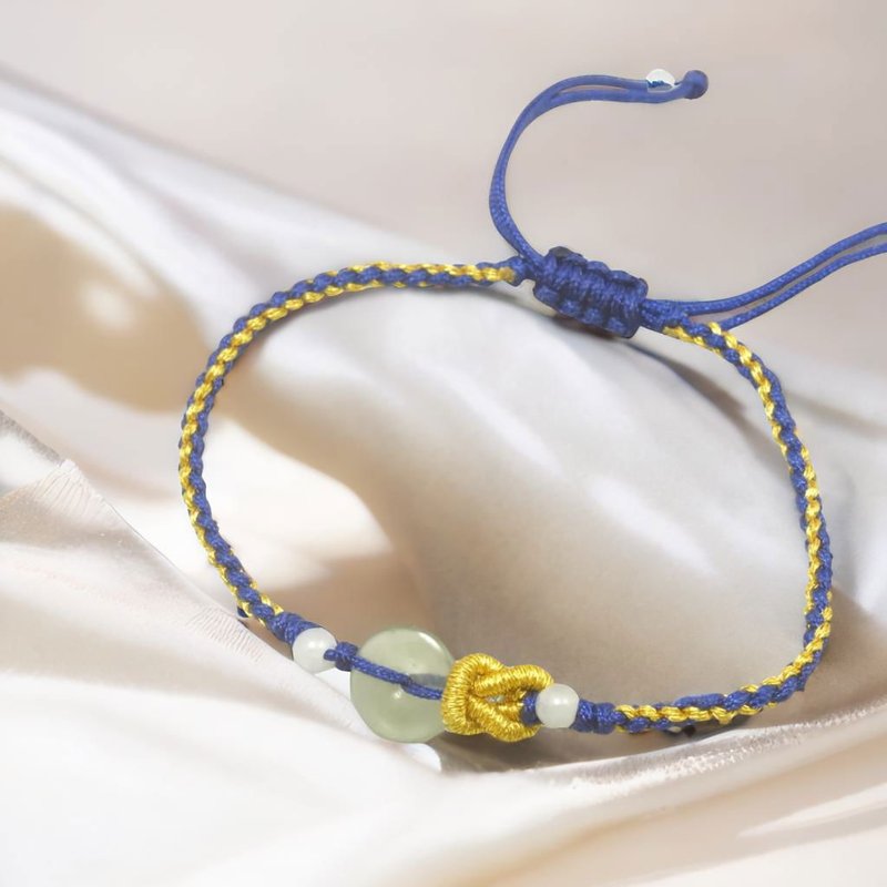 【願‧平安】冰種翡翠平安扣編織手鍊 | 天然緬甸A貨翡翠 | 送禮 - 手鍊/手環 - 玉石 透明