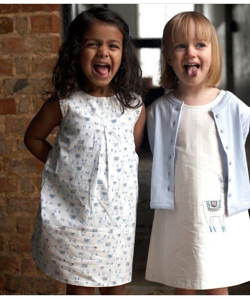 100%有機棉 羊駝印花  小女孩無袖洋裝 雙面可穿 一件抵兩件 - 其他 - 棉．麻 多色