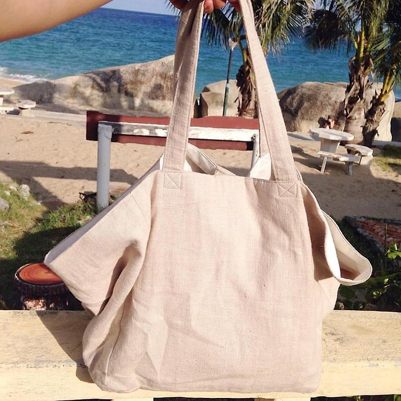 Suzy linen bag (light brown | natural linen color) - กระเป๋าถือ - ลินิน สีนำ้ตาล