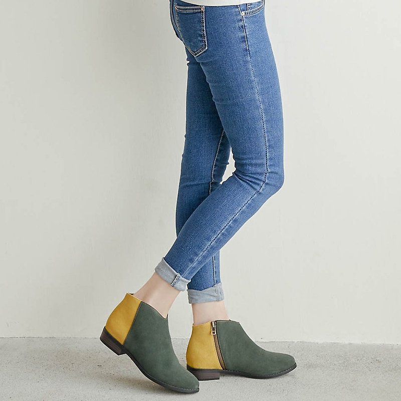 365 days water proof, all leather mini booties - Rain Boots - Genuine Leather Green